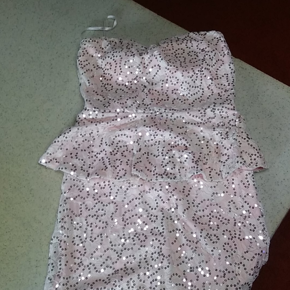 As U Wish Strapless Sequined Dress